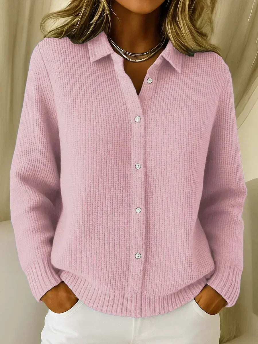 ELIZA & MAREN | COLLARED TEXTURED KNIT CARDIGAN FOR WOMEN