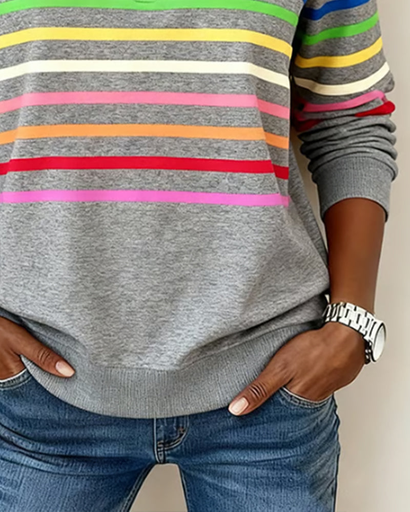 ELIZA & MAREN | STRIPED HALF-ZIP PULLOVER FOR WOMEN