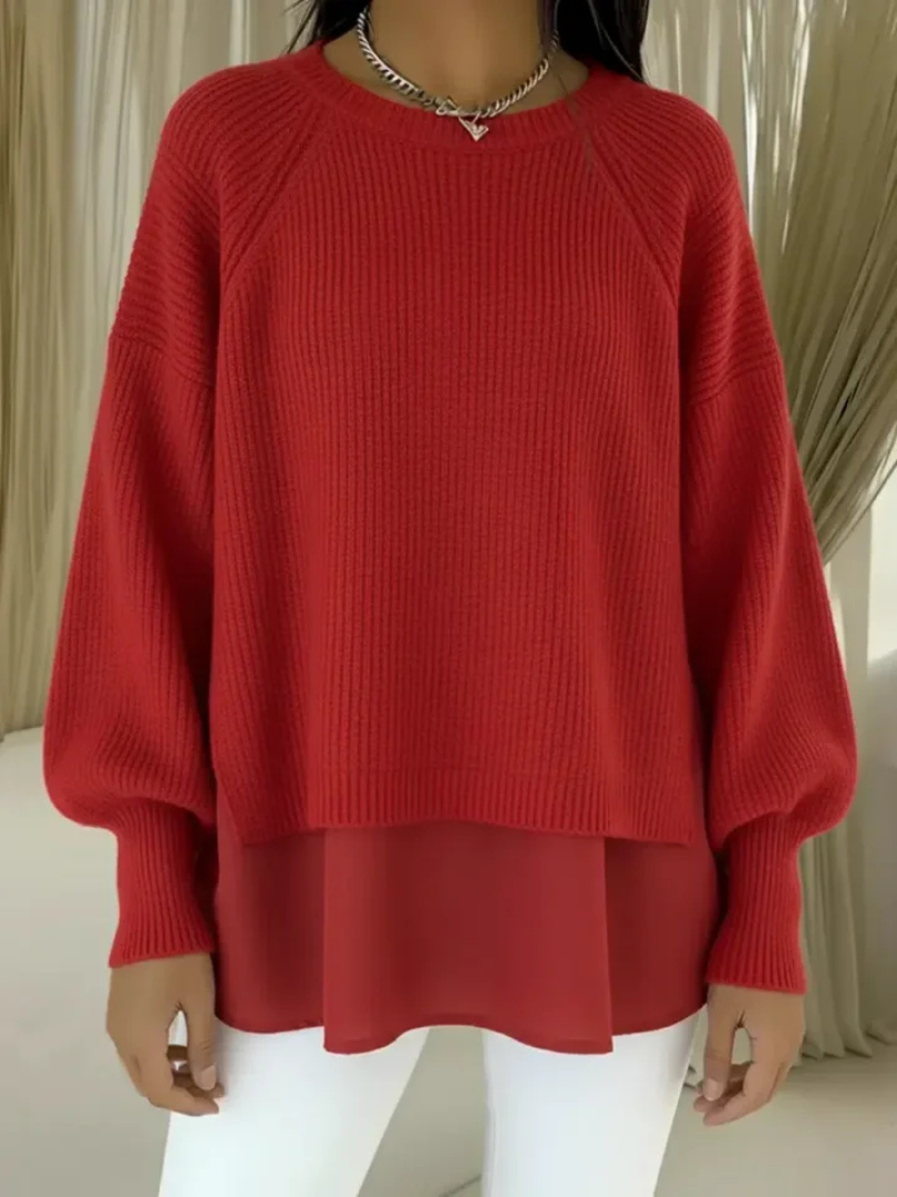 ELIZA & MAREN | LAYERED LOOK KNIT SWEATER FOR WOMEN