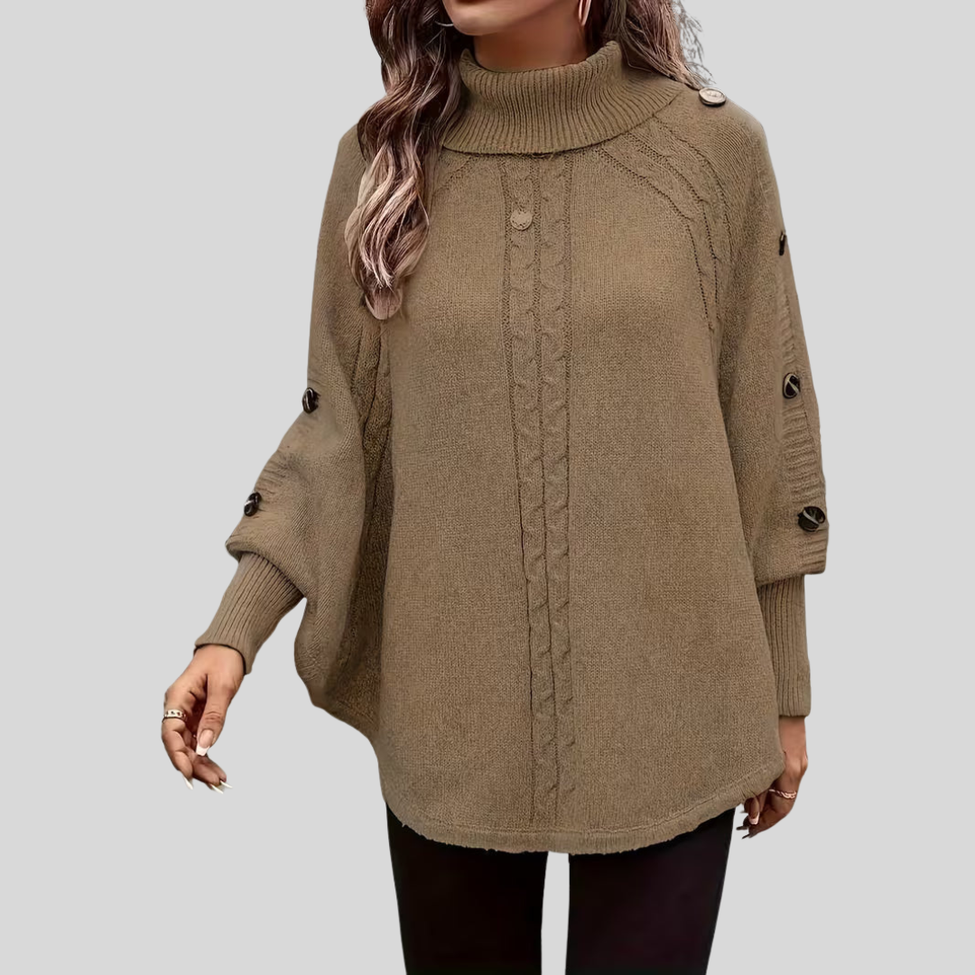 ELIZA & MAREN | HIGH NECK CABLE SWEATER FOR WOMEN