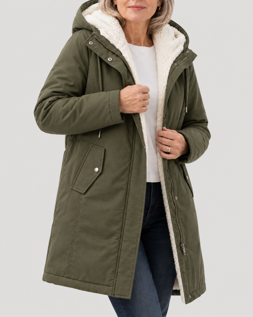 ELIZA & MAREN | FLAP POCKET HOODED COAT FOR WOMEN