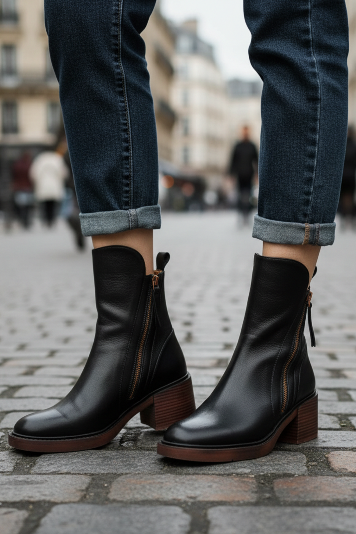 ELIZA & MAREN | ROUND TOE BLOCK BOOTS FOR WOMEN