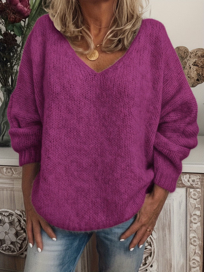 ELIZA & MAREN | CHUNKY V-NECK SWEATER FOR WOMEN