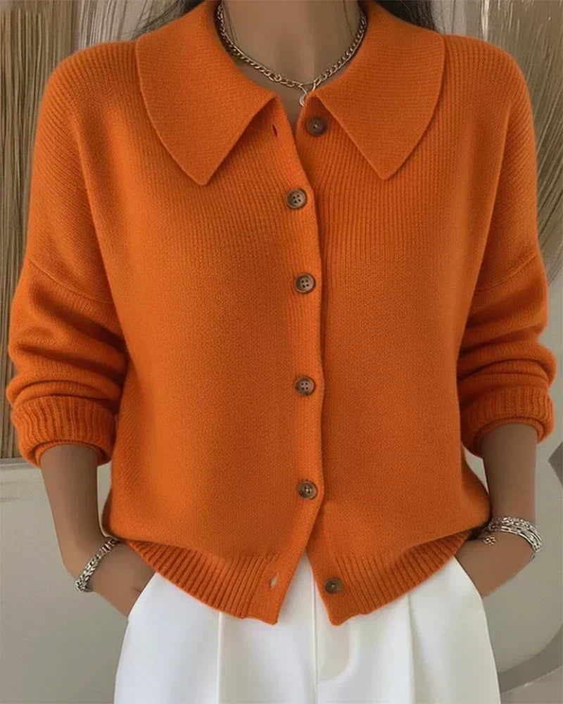 ELIZA & MAREN | SHIRT COLLAR KNIT CARDIGAN FOR WOMEN
