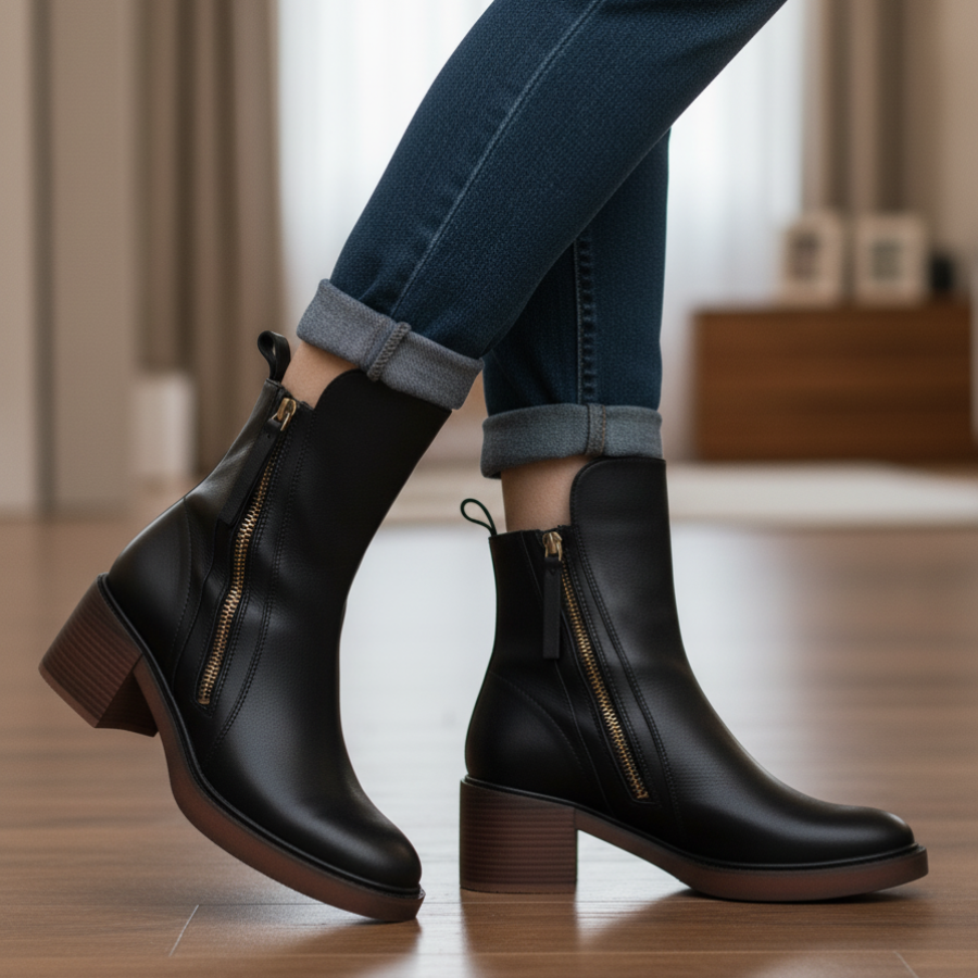 ELIZA & MAREN | ROUND TOE BLOCK BOOTS FOR WOMEN