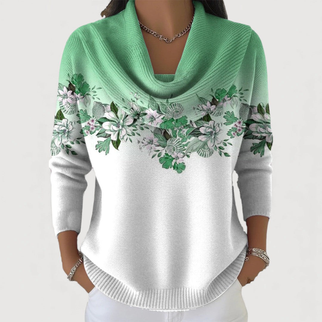 ELIZA & MAREN | FLORAL HIGH NECK SWEATER FOR WOMEN