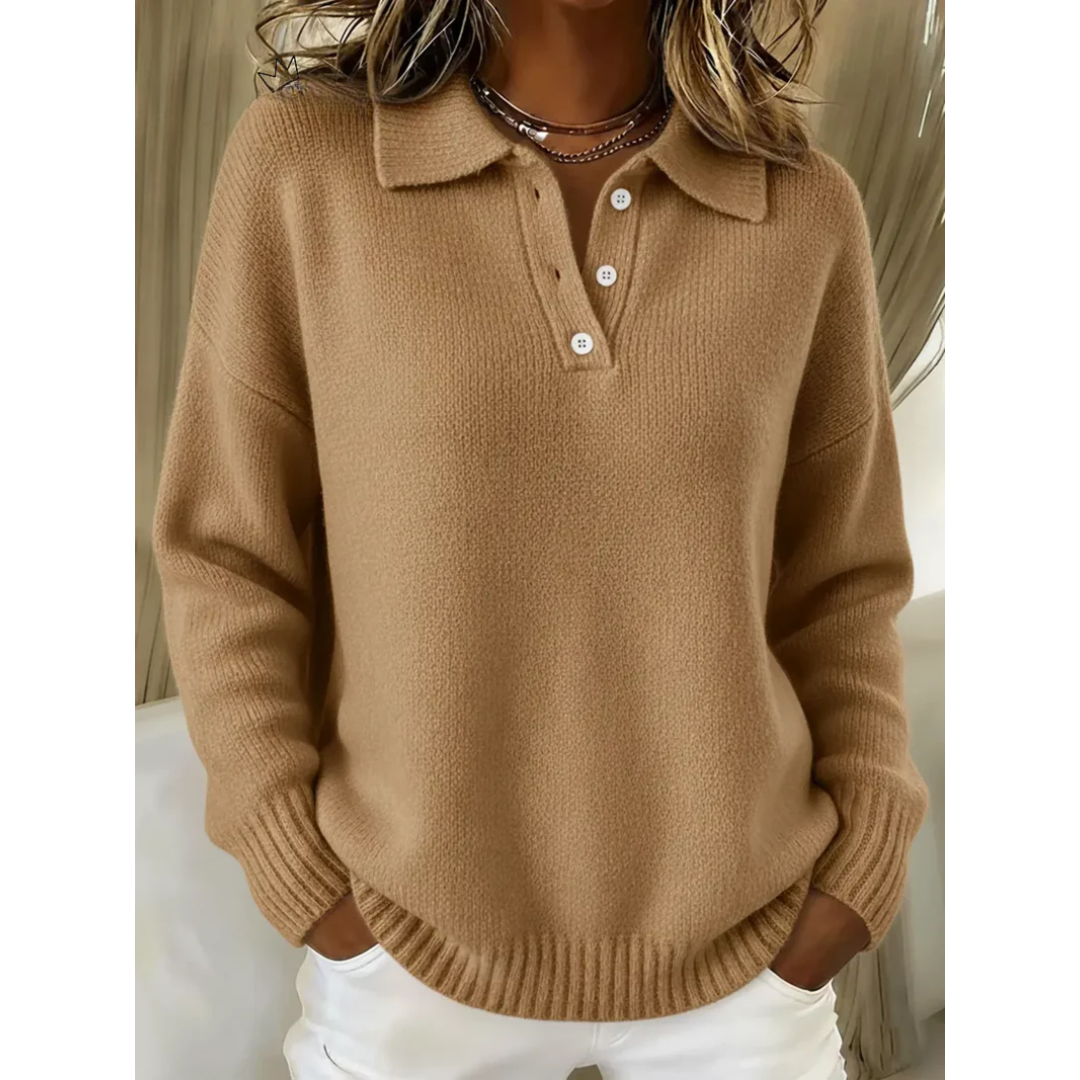 ELIZA & MAREN | SOFT POLO COLLAR SWEATER FOR WOMEN