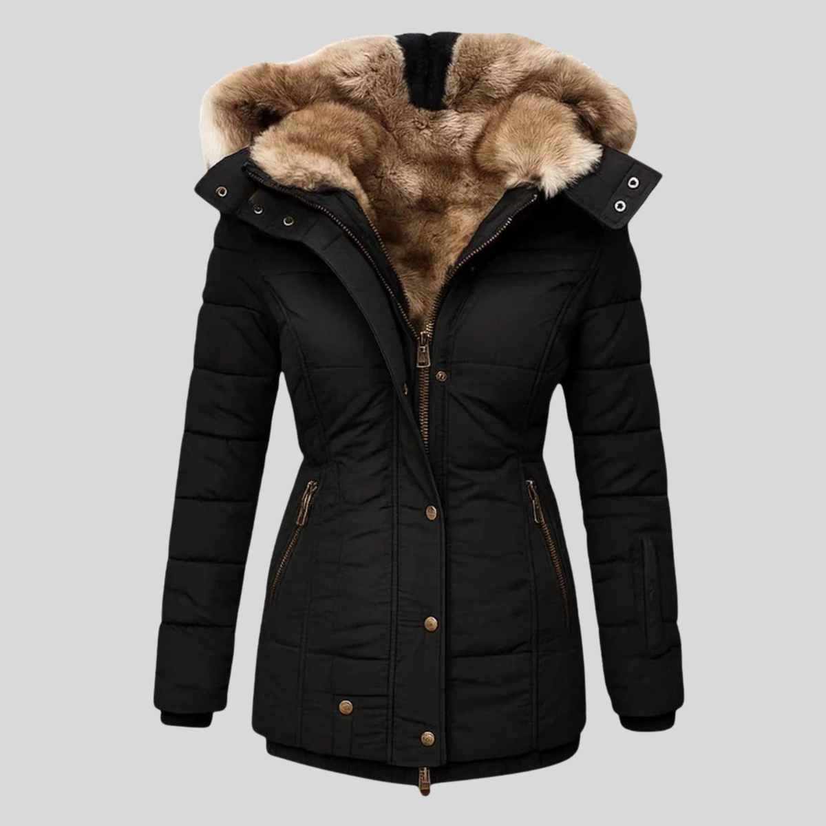 ELIZA & MAREN | TEXTURED HOOD QUILTED PARKA FOR WOMEN