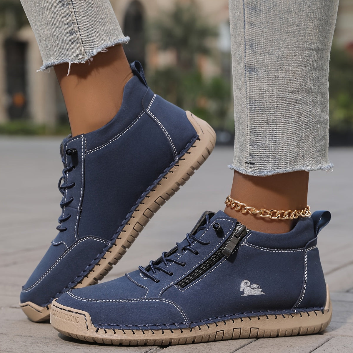 ELIZA & MAREN | BLUE LACE-UP WALKING SHOES FOR WOMEN
