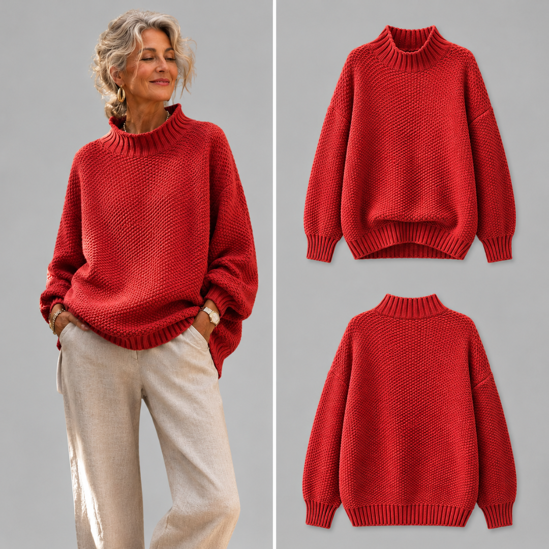 ELIZA & MAREN | RELAXED MOCK NECK SWEATER FOR WOMEN