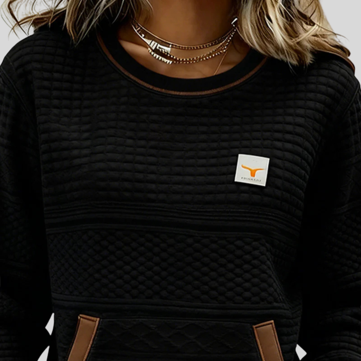 ELIZA & MAREN | TEXTURED CREW NECK SWEATSHIRT FOR WOMEN