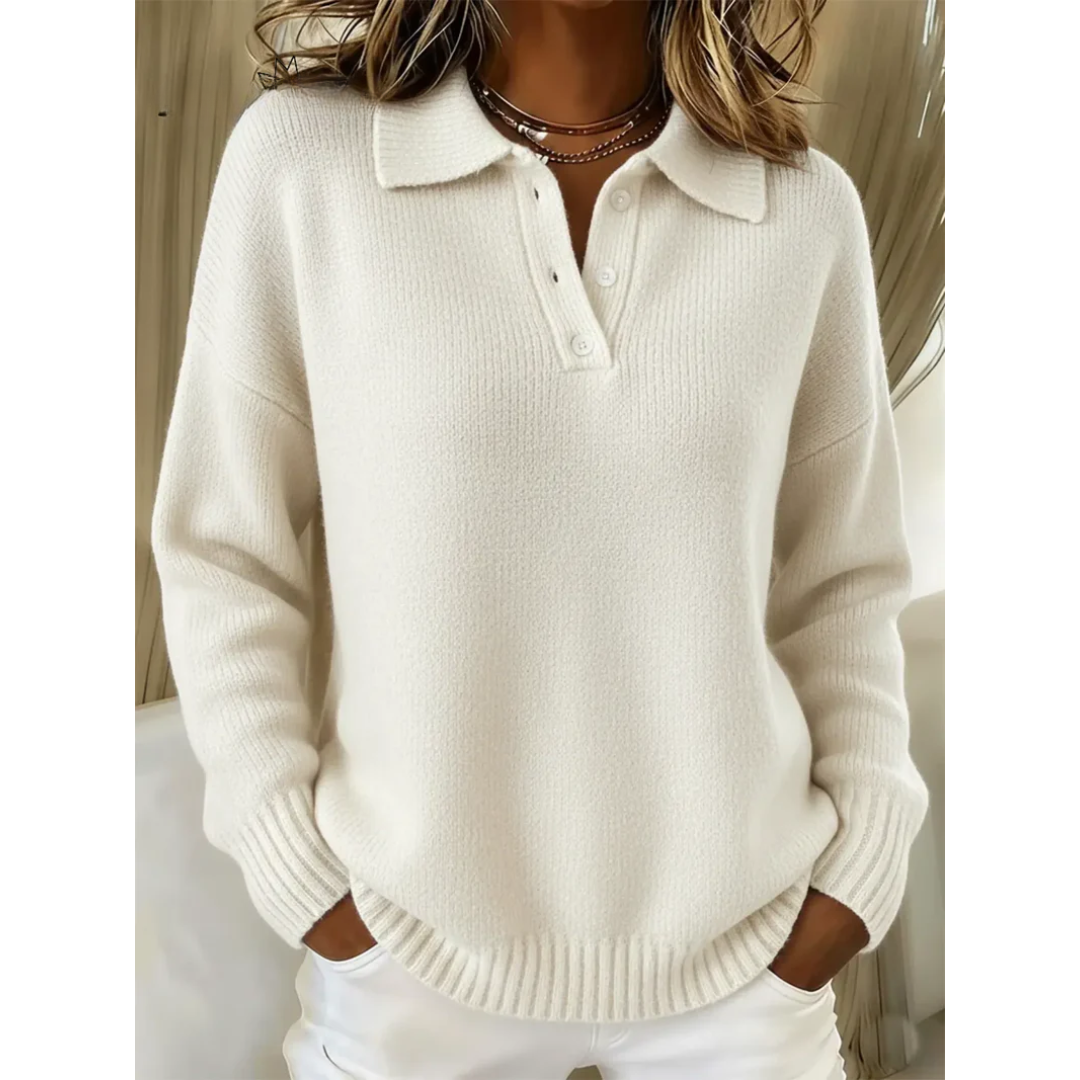 ELIZA & MAREN | SOFT POLO COLLAR SWEATER FOR WOMEN