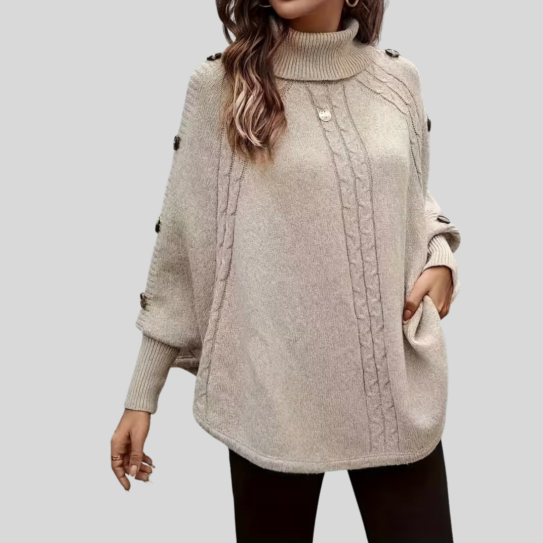 ELIZA & MAREN | HIGH NECK CABLE SWEATER FOR WOMEN