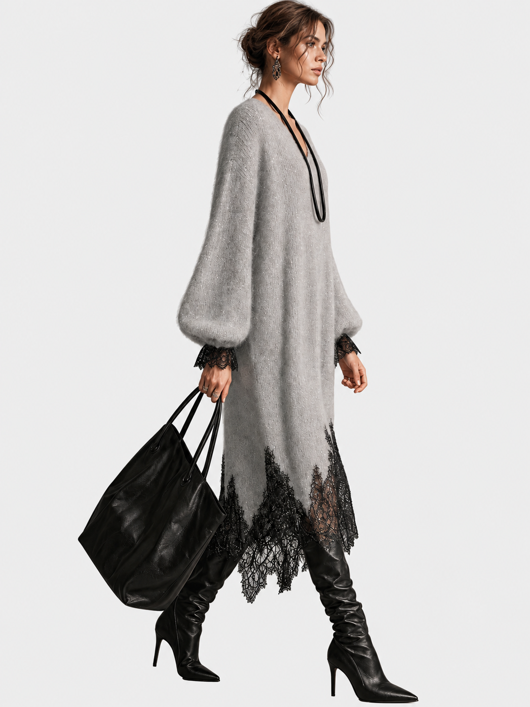 ELIZA & MAREN | GLITTER KNIT LACE DRESS FOR WOMEN