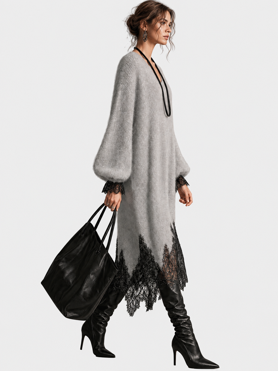 ELIZA & MAREN | GLITTER KNIT LACE DRESS FOR WOMEN