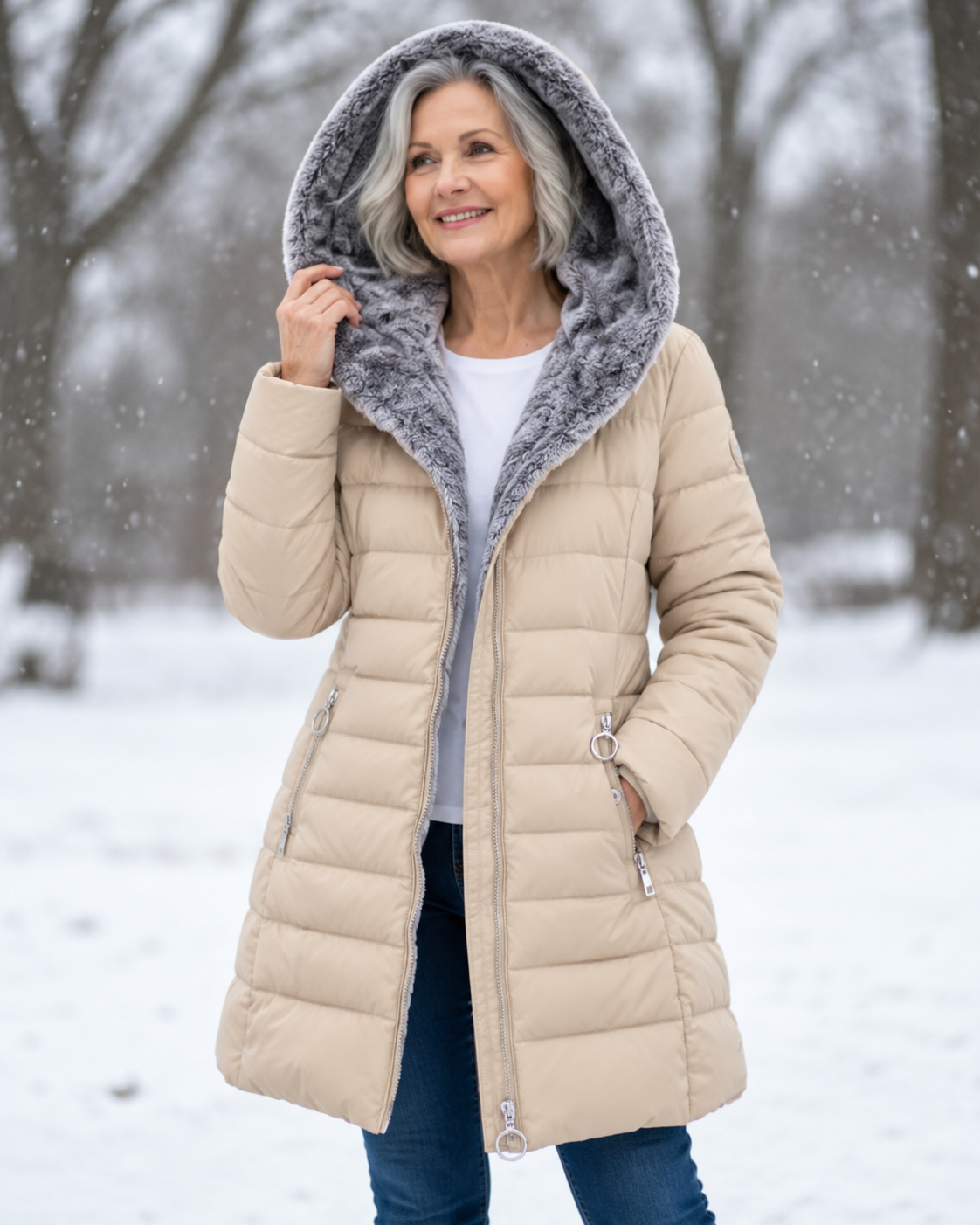 ELIZA & MAREN | QUILTED HIGH HOOD COAT FOR WOMEN