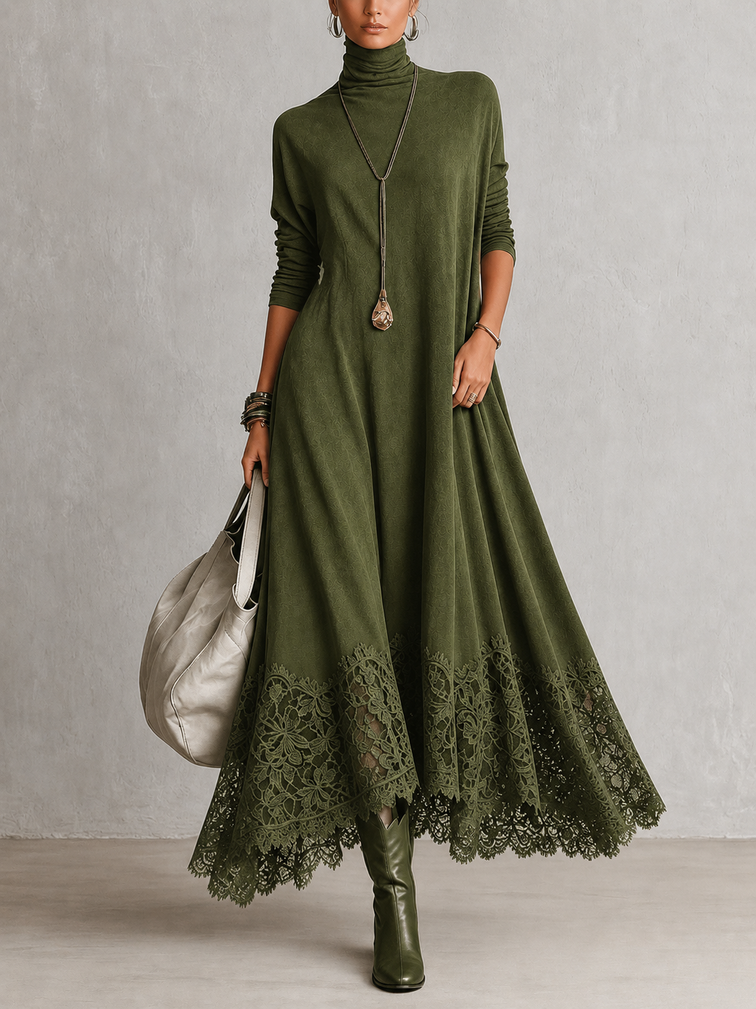 ELIZA & MAREN | SUEDE-EFFECT LACE MAXI DRESS FOR WOMEN