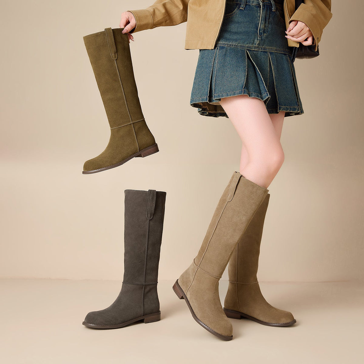 ELIZA & MAREN | STRAIGHT SHAFT KNEE BOOTS FOR WOMEN