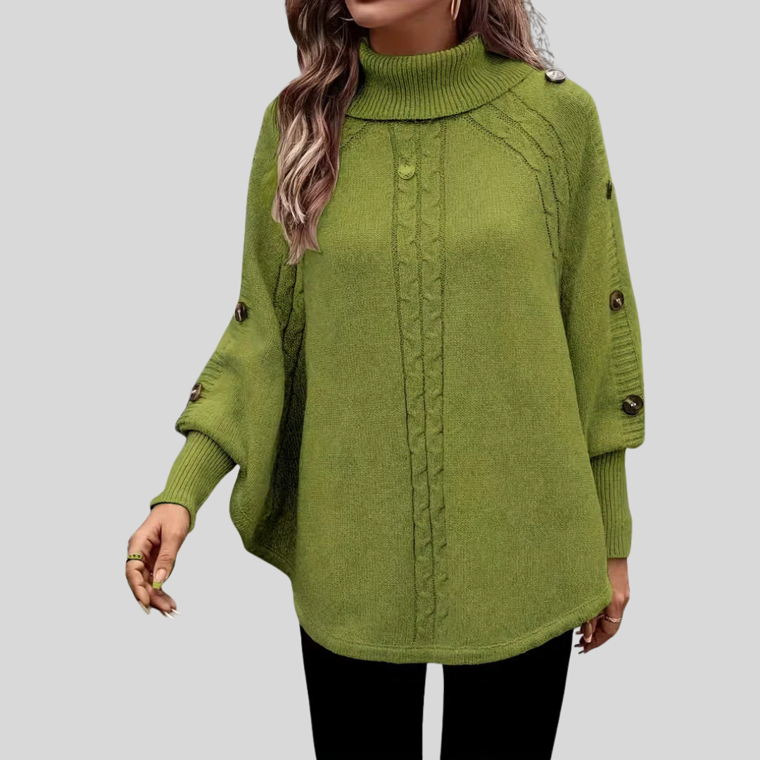 ELIZA & MAREN | HIGH NECK CABLE SWEATER FOR WOMEN