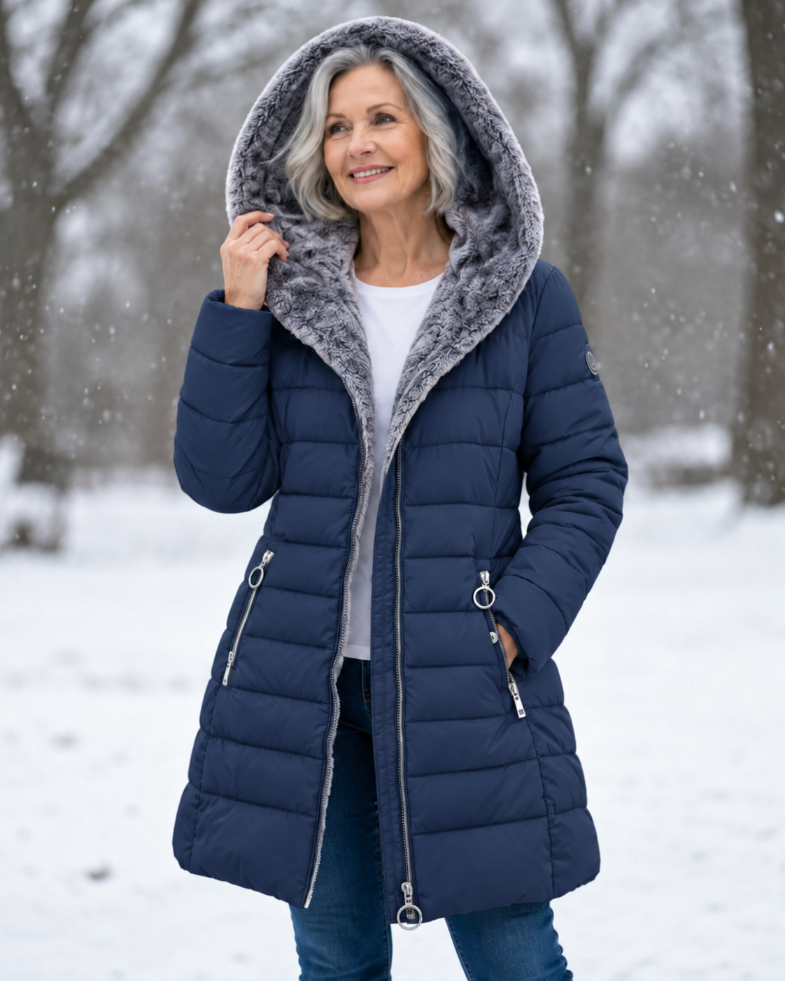 ELIZA & MAREN | QUILTED HIGH HOOD COAT FOR WOMEN