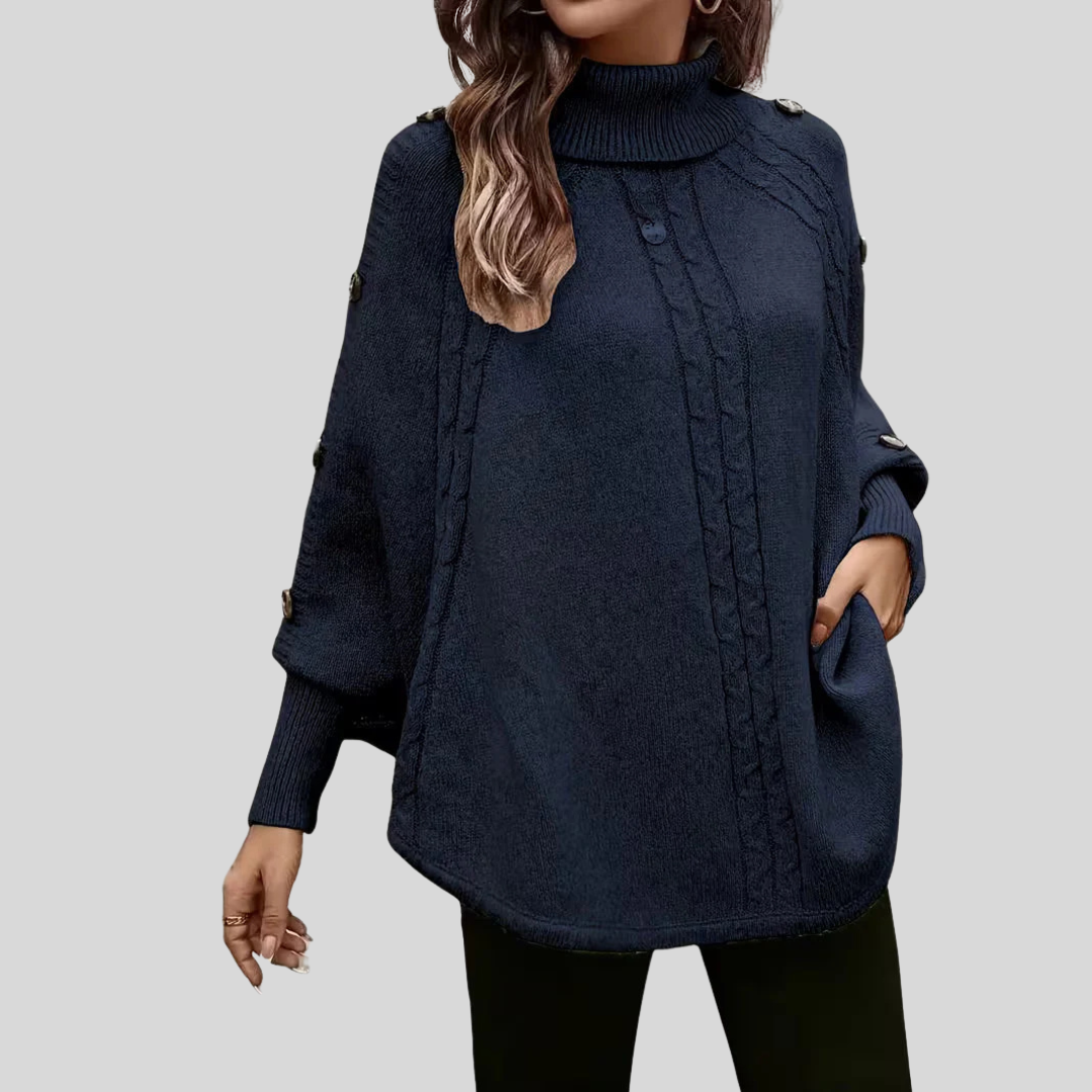 ELIZA & MAREN | HIGH NECK CABLE SWEATER FOR WOMEN