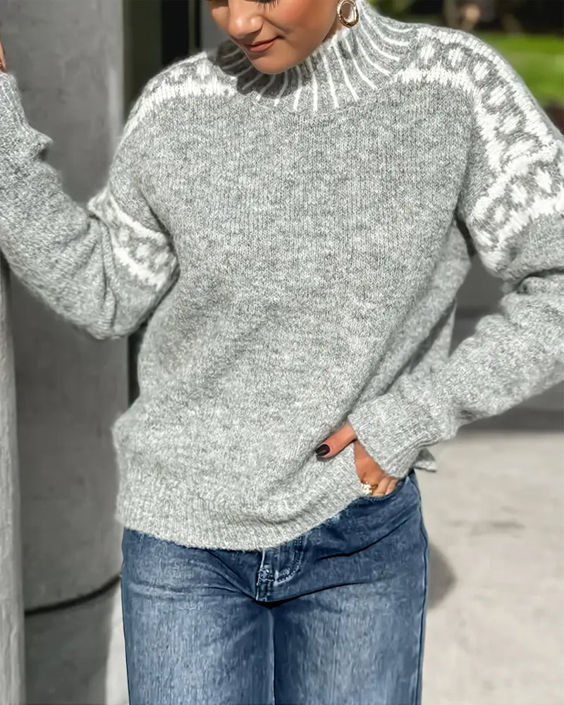 ELIZA & MAREN | DRAPED HIGH COLLAR SWEATER FOR WOMEN