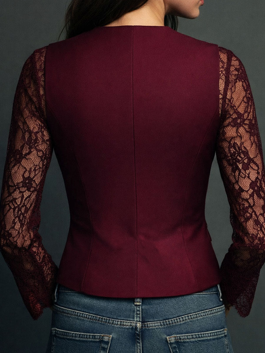 ELIZA & MAREN | SEMI-SHEER SLEEVE BLAZER FOR WOMEN