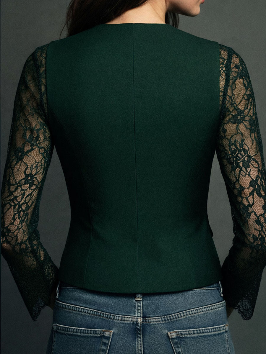 ELIZA & MAREN | SEMI-SHEER SLEEVE BLAZER FOR WOMEN