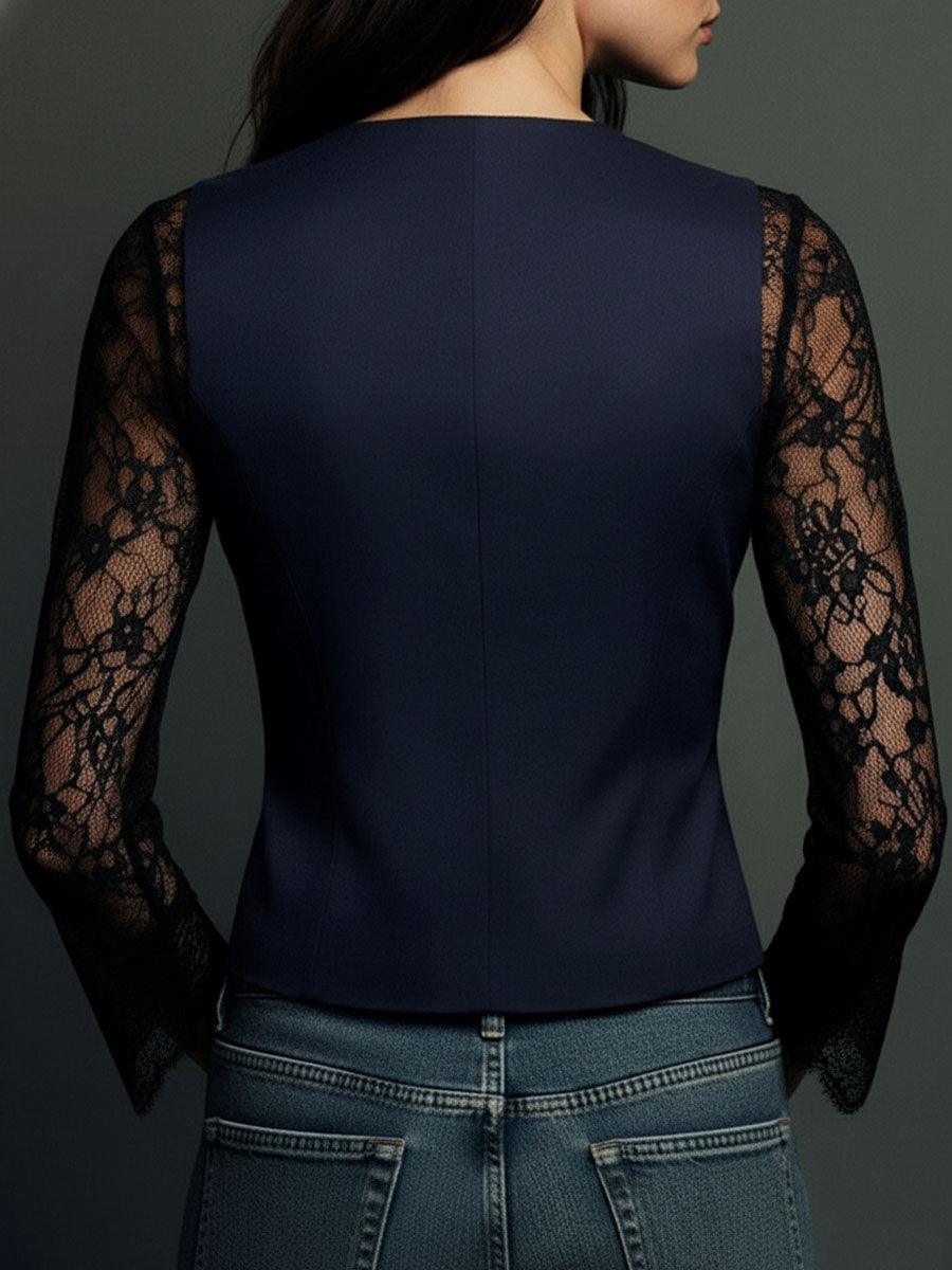 ELIZA & MAREN | SEMI-SHEER SLEEVE BLAZER FOR WOMEN