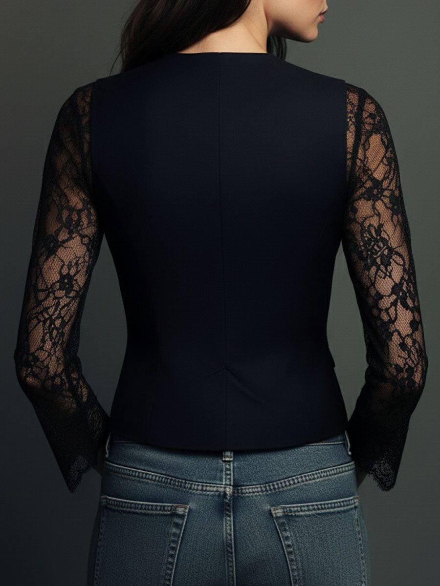 ELIZA & MAREN | SEMI-SHEER SLEEVE BLAZER FOR WOMEN