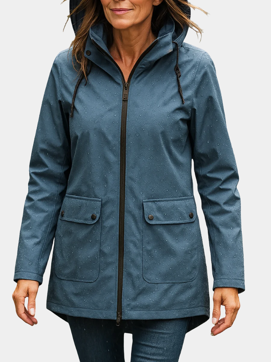 ELIZA & MAREN | DRAWSTRING HOODED ZIP JACKET FOR WOMEN