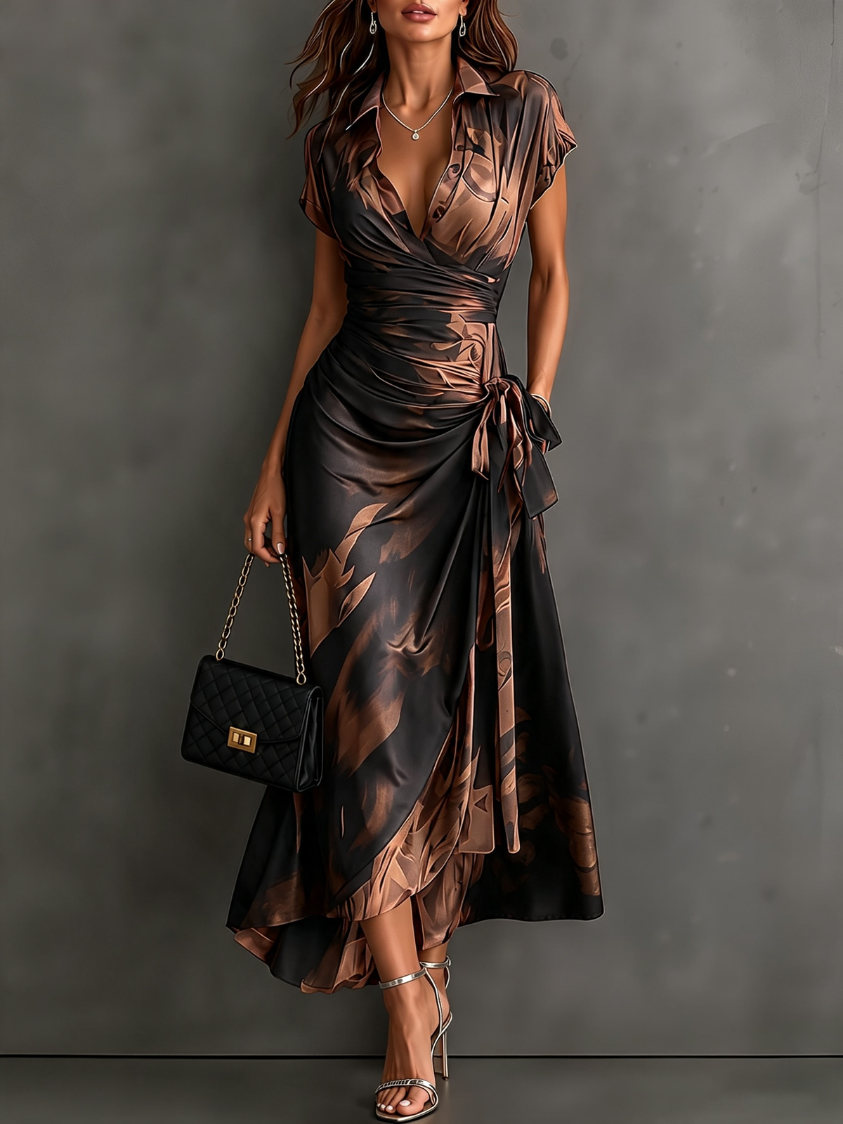 ELIZA & MAREN | ABSTRACT PRINT WRAP DRESS FOR WOMEN