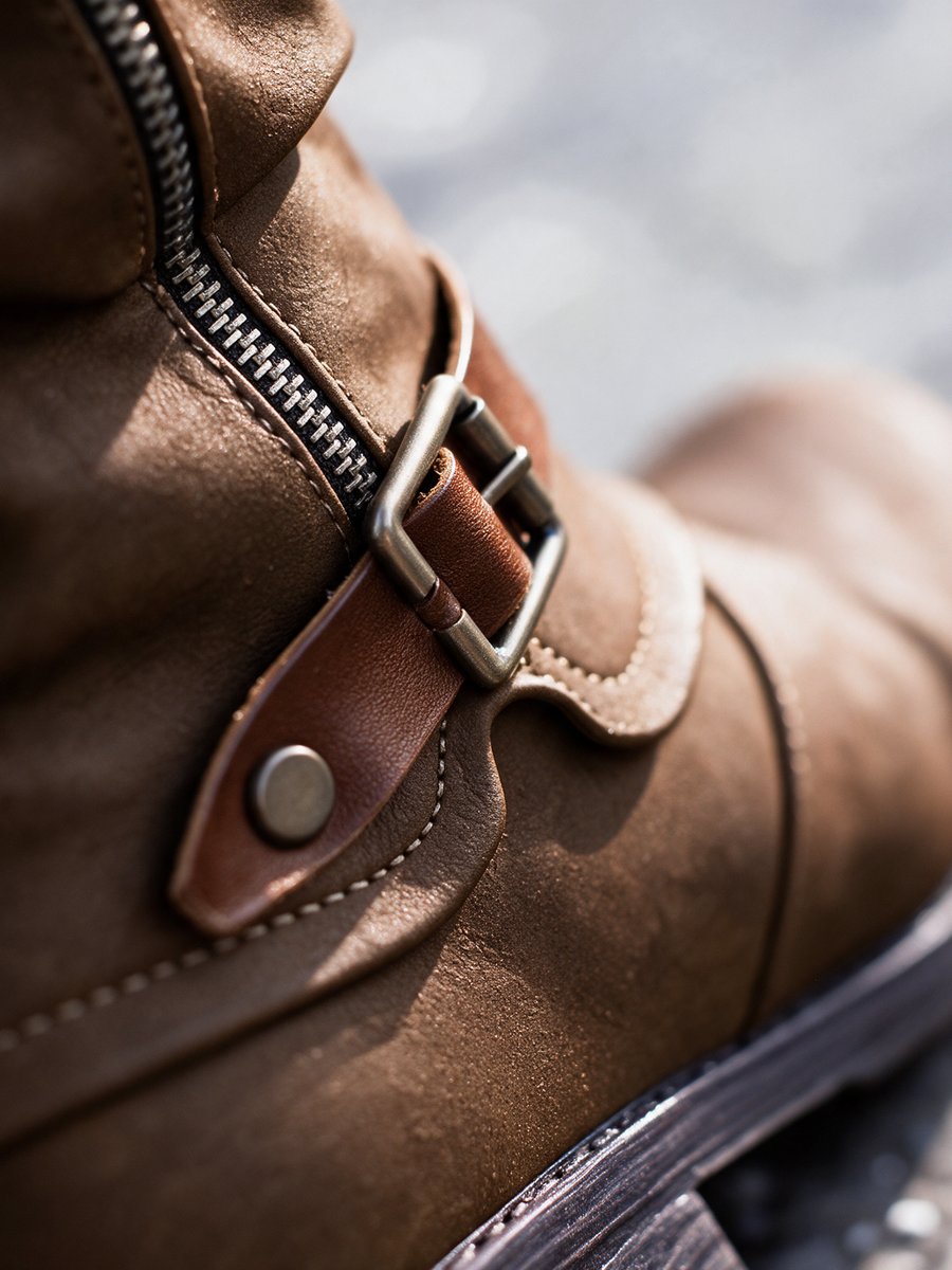 ELIZA & MAREN | KNIT COLLAR MID-CALF BOOTS FOR WOMEN