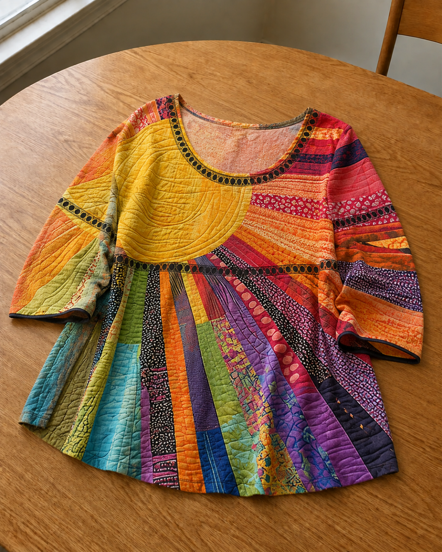 ELIZA & MAREN | AUTUMN PATCHWORK KNIT SWEATER FOR WOMEN