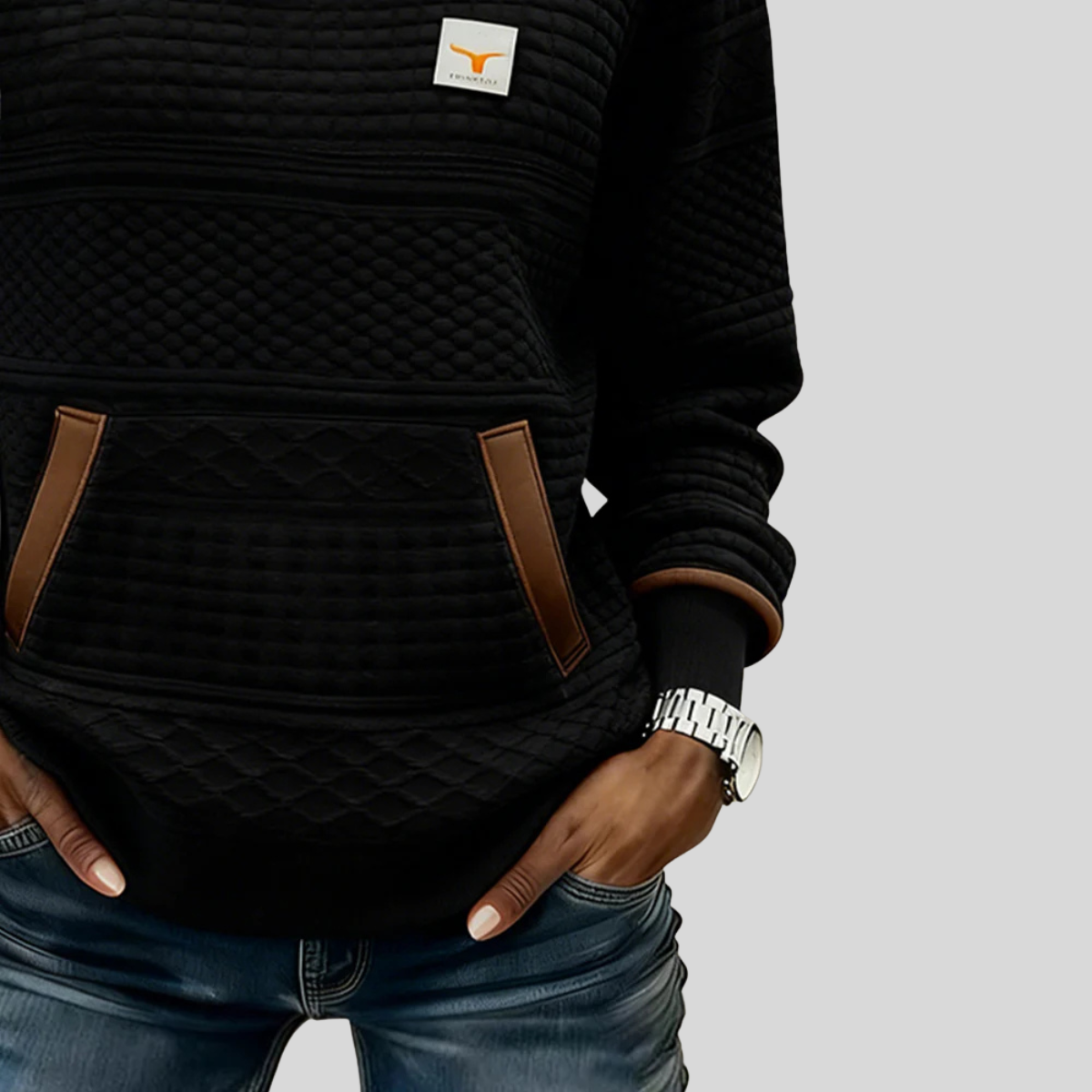 ELIZA & MAREN | TEXTURED CREW NECK SWEATSHIRT FOR WOMEN