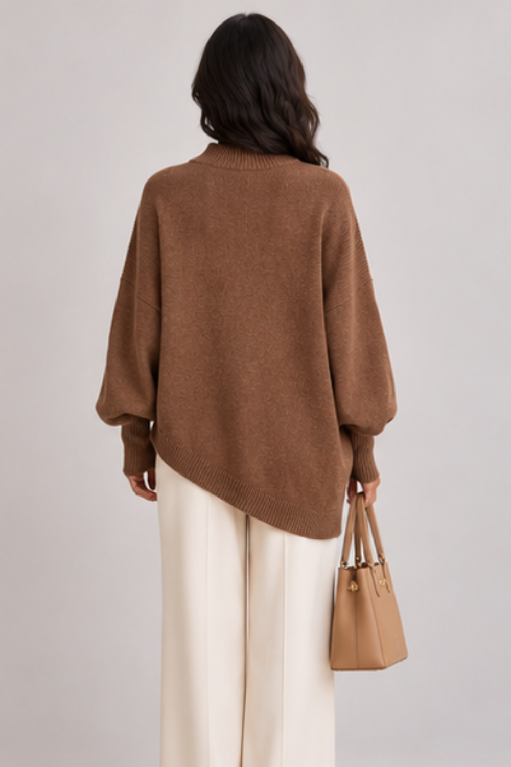 ELIZA & MAREN | ASYMMETRIC BUTTON SWEATER FOR WOMEN
