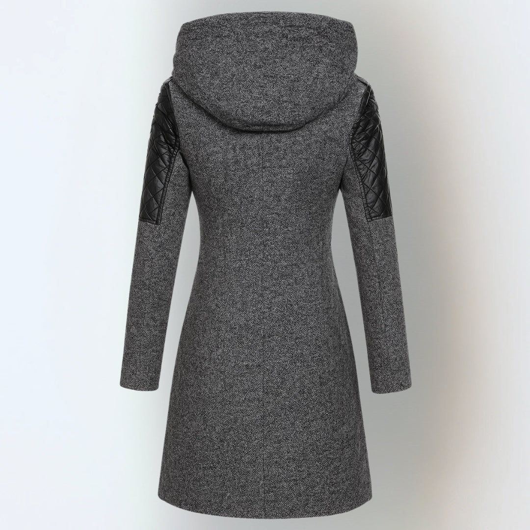 ELIZA & MAREN | ASYMMETRIC ZIP HOODED COAT FOR WOMEN
