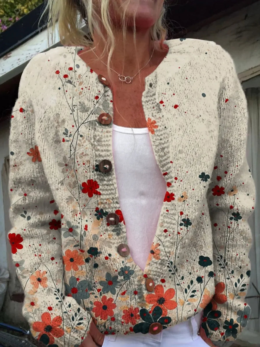 ELIZA & MAREN | GARDEN FLORAL KNIT CARDIGAN FOR WOMEN