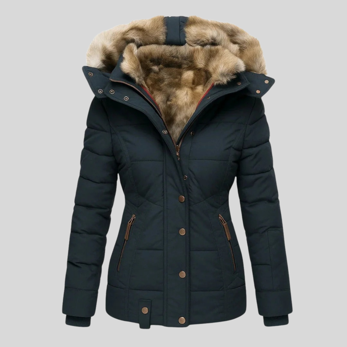 ELIZA & MAREN | TEXTURED HOOD QUILTED PARKA FOR WOMEN