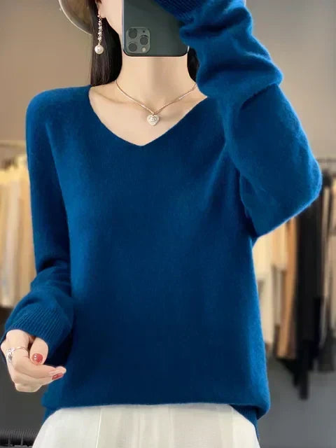 ELIZA & MAREN | CLASSIC V-NECK KNIT SWEATER FOR WOMEN