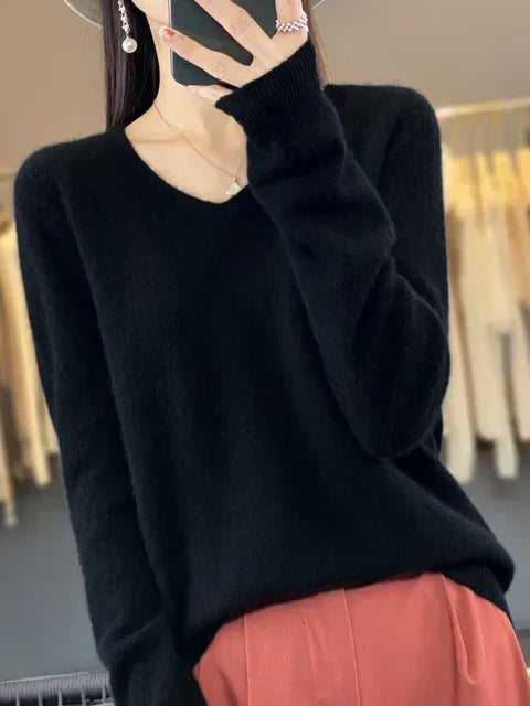 ELIZA & MAREN | CLASSIC V-NECK KNIT SWEATER FOR WOMEN