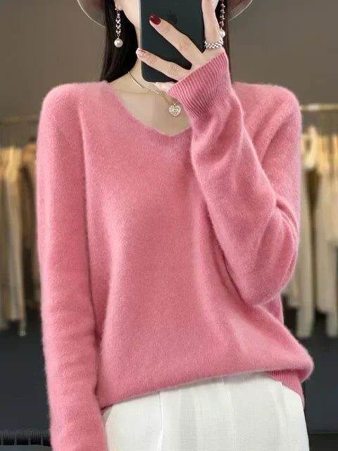 ELIZA & MAREN | CLASSIC V-NECK KNIT SWEATER FOR WOMEN