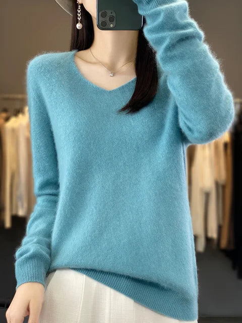 ELIZA & MAREN | CLASSIC V-NECK KNIT SWEATER FOR WOMEN