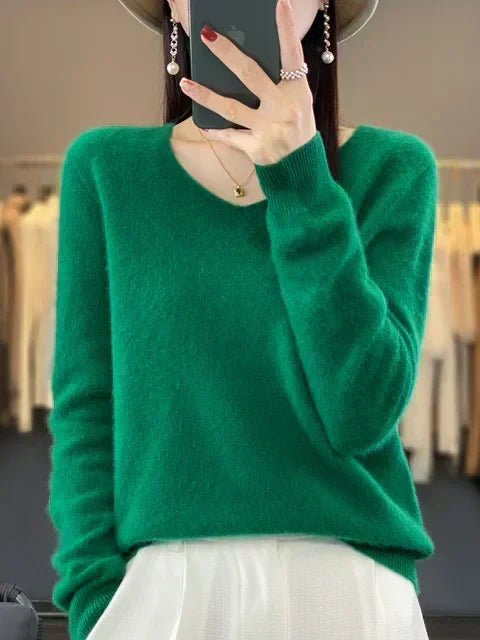 ELIZA & MAREN | CLASSIC V-NECK KNIT SWEATER FOR WOMEN
