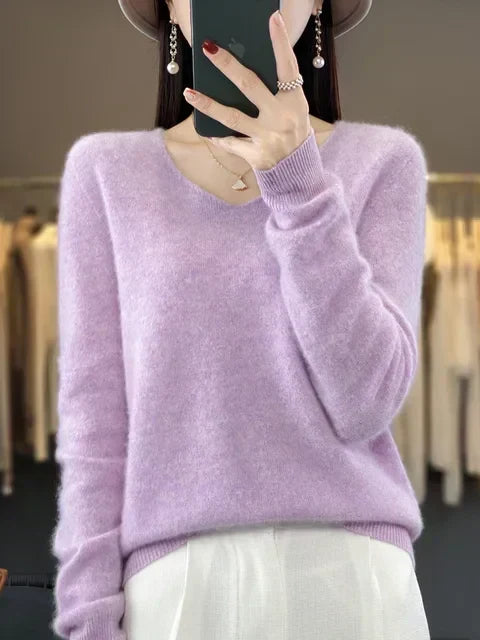 ELIZA & MAREN | CLASSIC V-NECK KNIT SWEATER FOR WOMEN