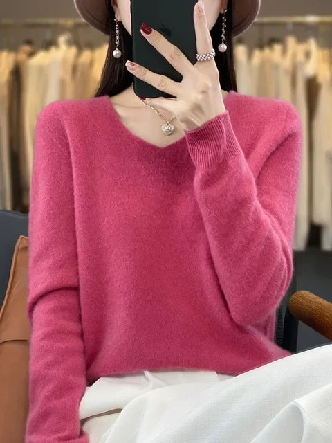 ELIZA & MAREN | CLASSIC V-NECK KNIT SWEATER FOR WOMEN
