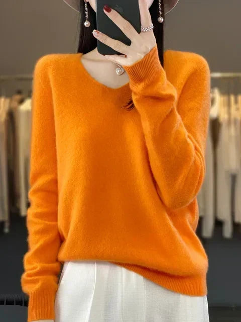 ELIZA & MAREN | CLASSIC V-NECK KNIT SWEATER FOR WOMEN