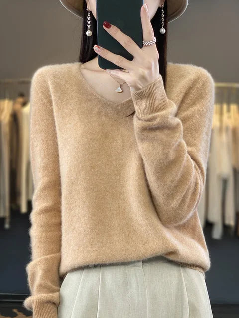ELIZA & MAREN | CLASSIC V-NECK KNIT SWEATER FOR WOMEN