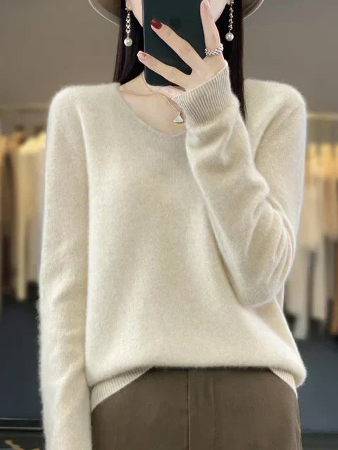 ELIZA & MAREN | CLASSIC V-NECK KNIT SWEATER FOR WOMEN