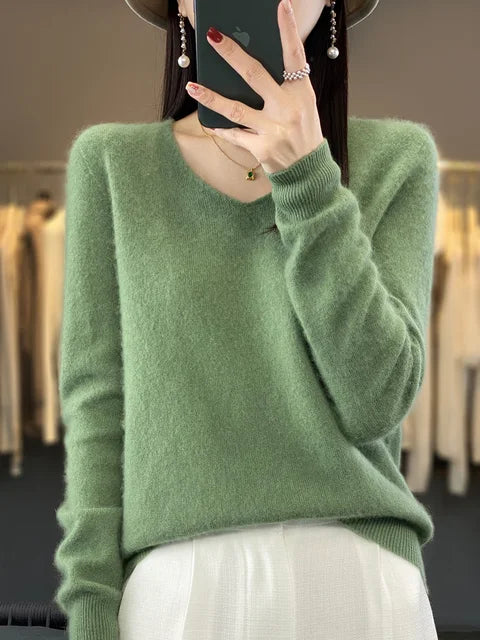ELIZA & MAREN | CLASSIC V-NECK KNIT SWEATER FOR WOMEN